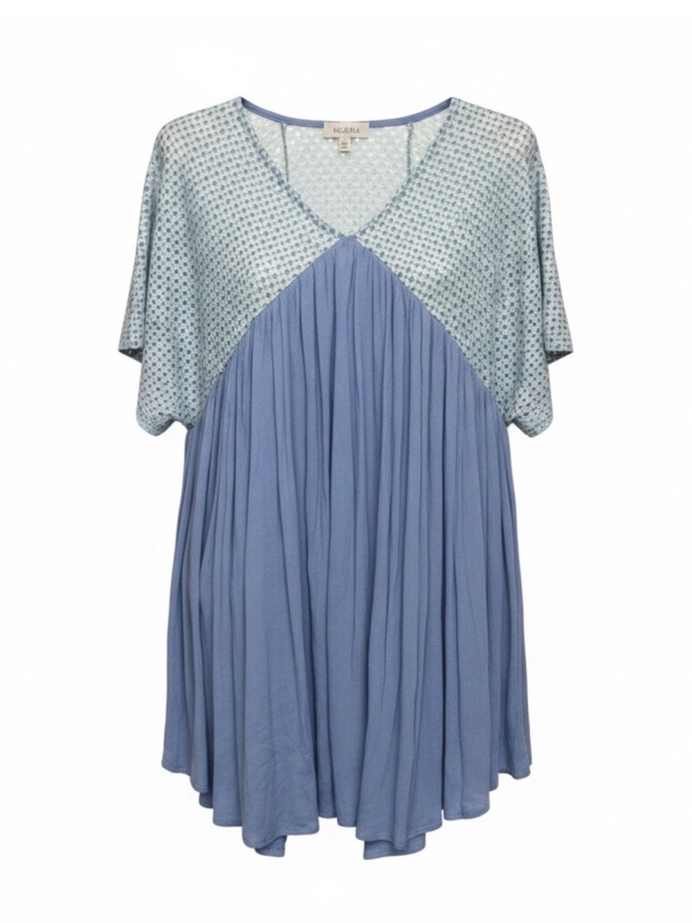 Velzera Two-Tone Blue Boho Beach Kimono Sleeve Babydoll Dress size Medium